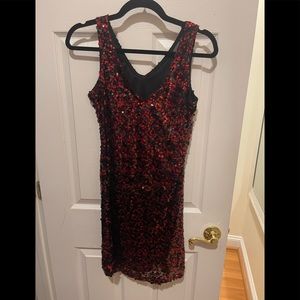Red black sequins dress
